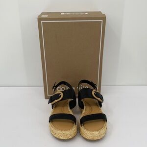 Dolce Vita Chera platform wedge espadrille sandal shoe black leather new 10